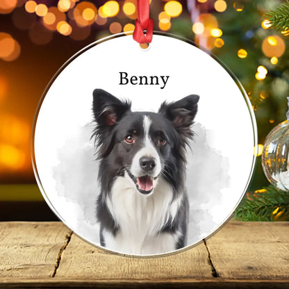 Personalized Ornaments Ornament Acrylic DMT / Glass / 3.5in / 8.9cm Keep Their Happy Face Close This Christmas - Personalized Dog Photo Acrylic Ornament