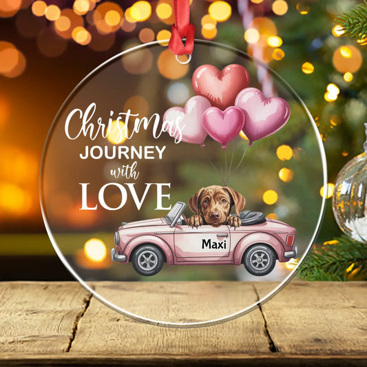 Personalized Ornaments Ornament Acrylic DMT / Glass / 3.5in / 8.9cm Christmas Journey With Love - Personalized Dog Lovers Acrylic Ornament