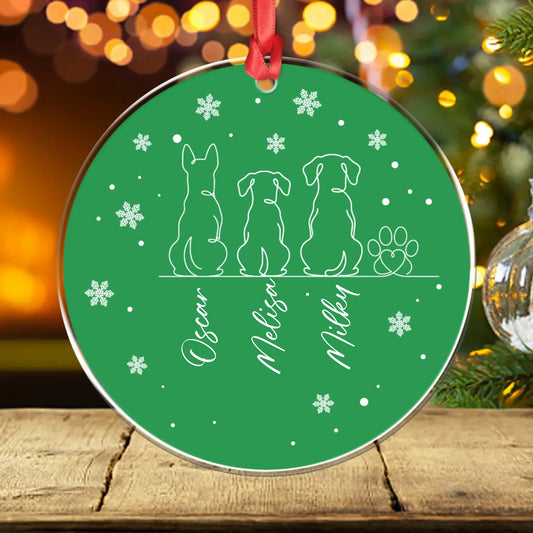 Personalized Ornaments Ornament Acrylic DMT / Glass / 3.5in / 8.9cm One Line Art Dog - Personalized Dog Lovers Acrylic Ornament