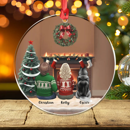 Personalized Ornaments Ornament Acrylic DMT / Glass / 3.5in / 8.9cm Love Makes The Best Christmas Holiday - Personalized Couple And Dog Acrylic Ornament