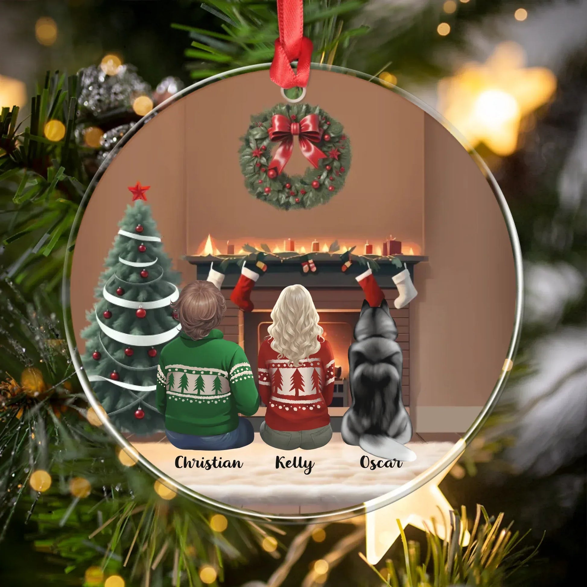 Personalized Ornaments Love Makes The Best Christmas Holiday - Personalized Couple And Dog Acrylic Ornament