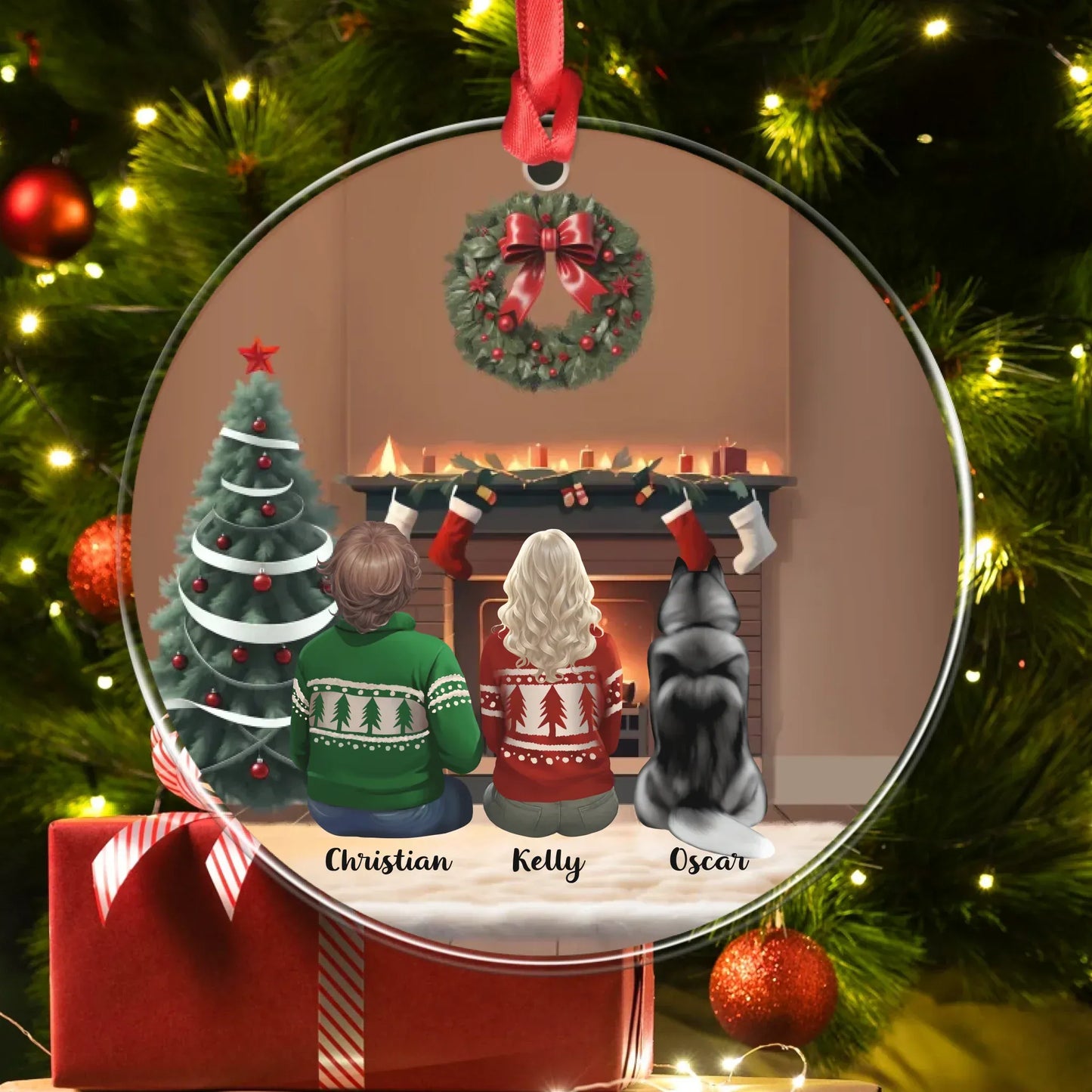 Personalized Ornaments Love Makes The Best Christmas Holiday - Personalized Couple And Dog Acrylic Ornament