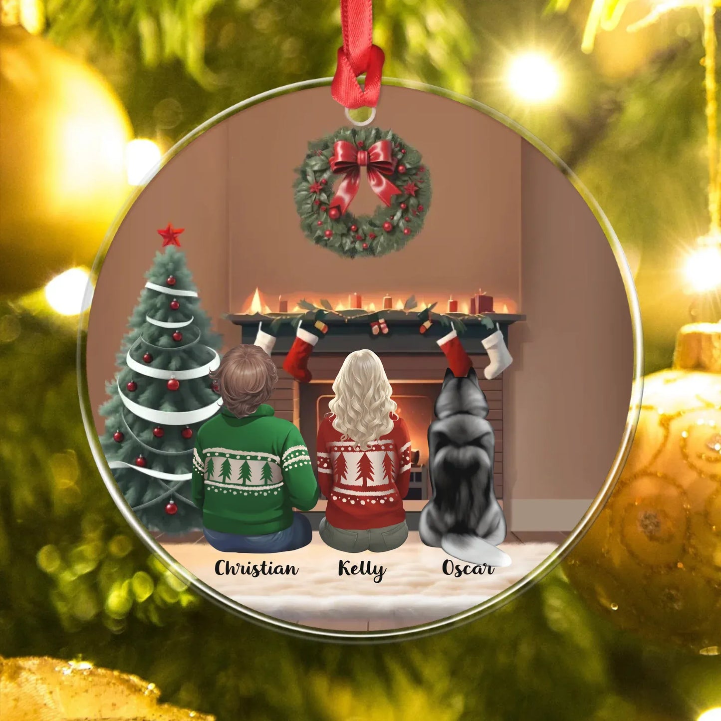 Personalized Ornaments Love Makes The Best Christmas Holiday - Personalized Couple And Dog Acrylic Ornament
