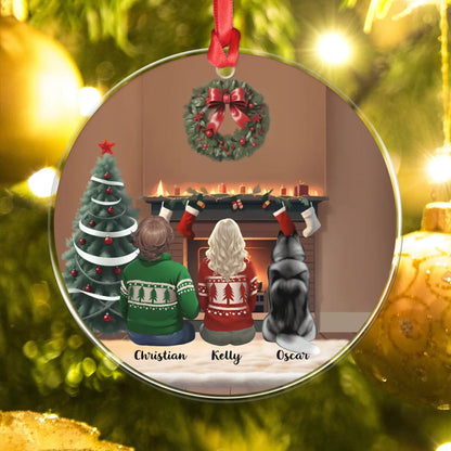 Personalized Ornaments Love Makes The Best Christmas Holiday - Personalized Couple And Dog Acrylic Ornament