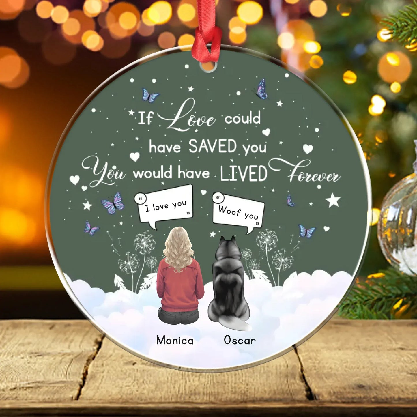 Personalized Ornaments Ornament Acrylic DMT / Glass / 3.5in / 8.9cm Because You Left Pawprints On My Heart - Personalized Dog Lovers Custom Acrylic Ornament