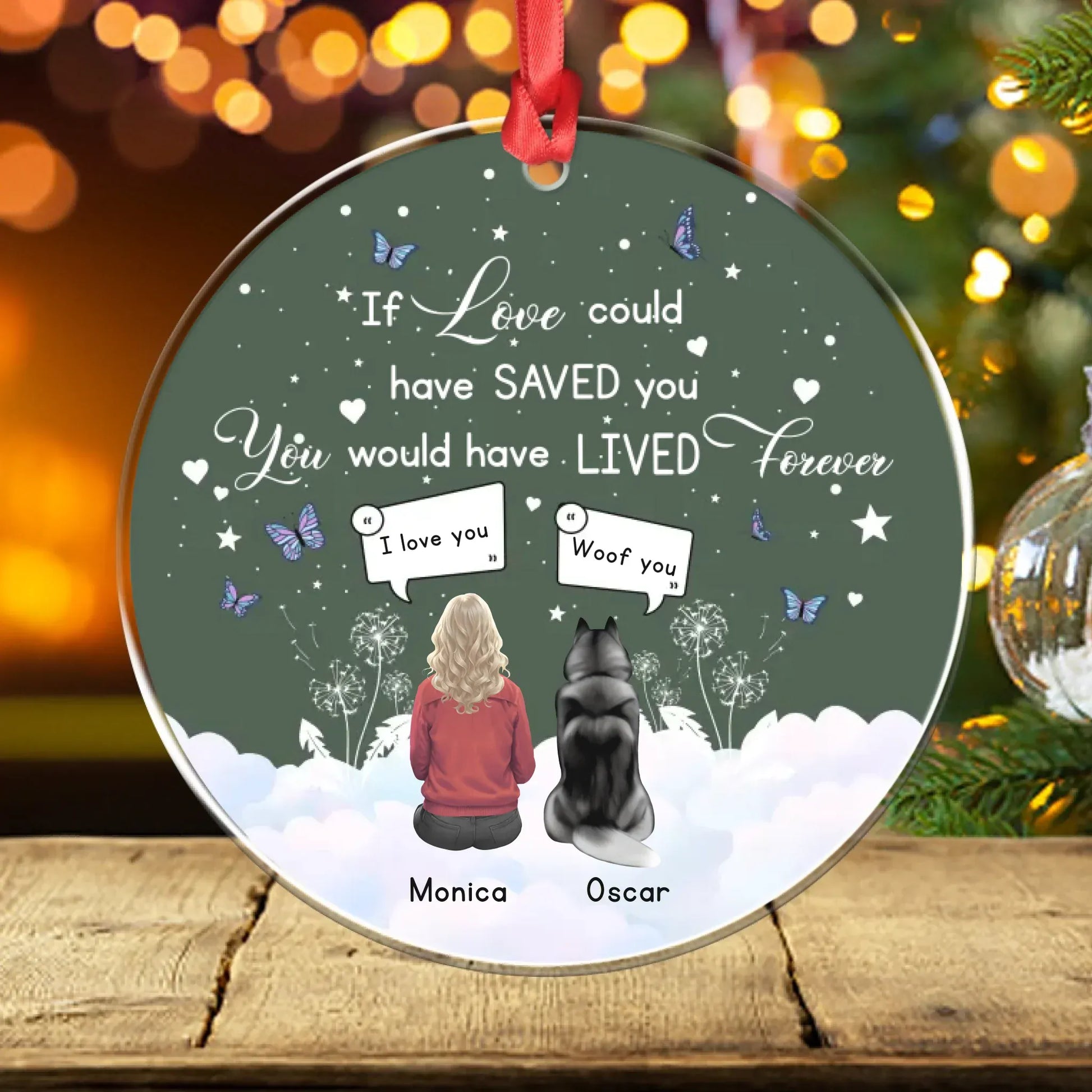 Personalized Ornaments Ornament Acrylic DMT / Glass / 3.5in / 8.9cm Because You Left Pawprints On My Heart - Personalized Dog Lovers Custom Acrylic Ornament