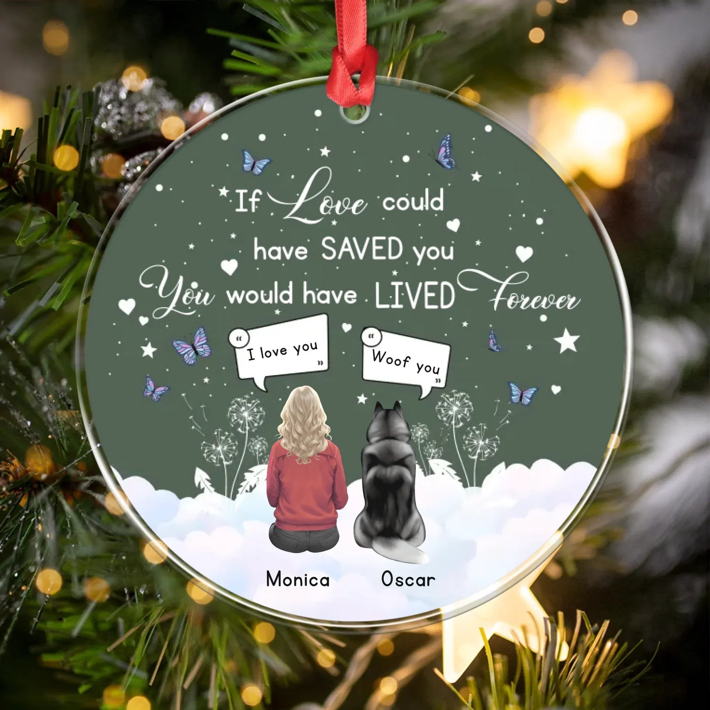 Personalized Ornaments Because You Left Pawprints On My Heart - Personalized Dog Lovers Custom Acrylic Ornament