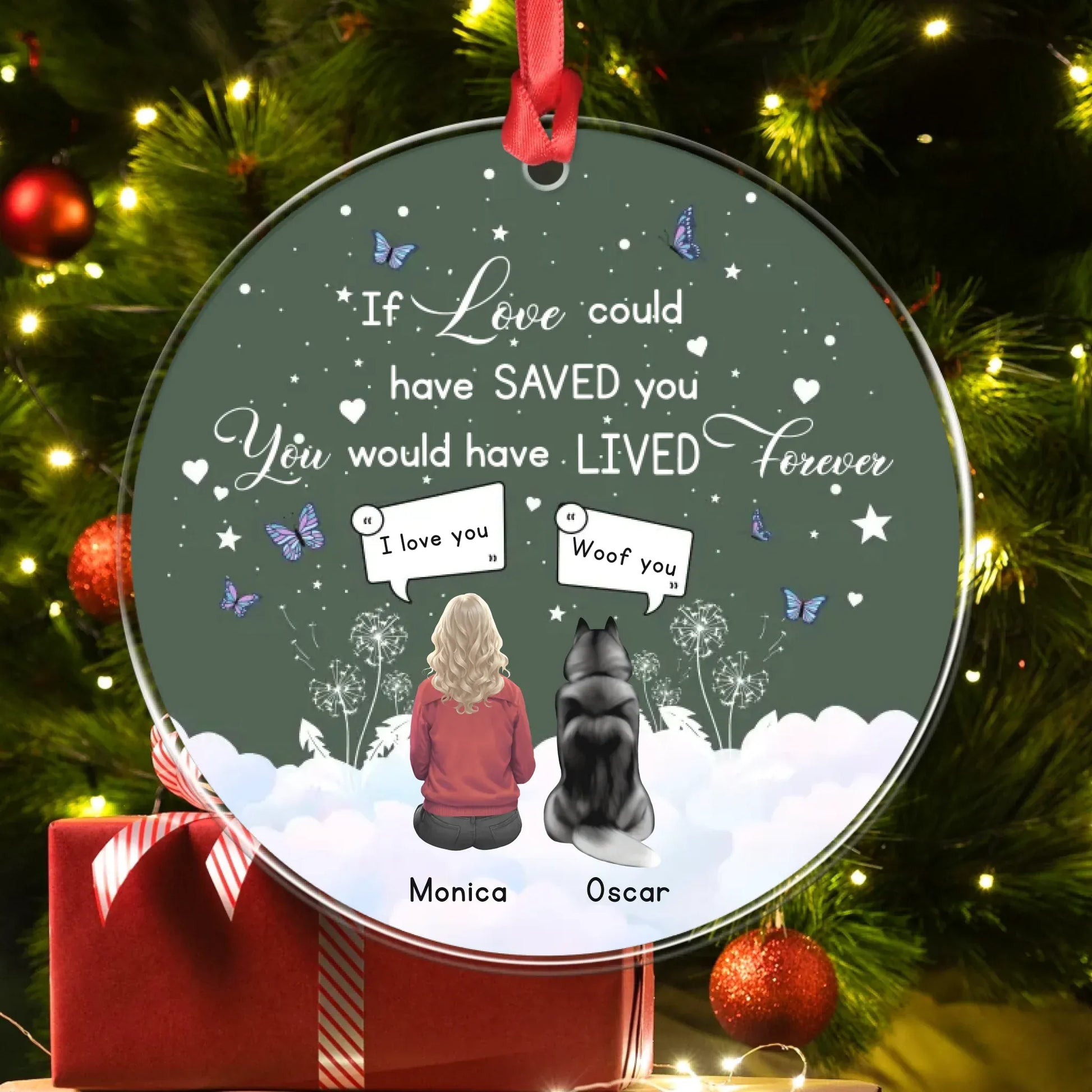 Personalized Ornaments Because You Left Pawprints On My Heart - Personalized Dog Lovers Custom Acrylic Ornament