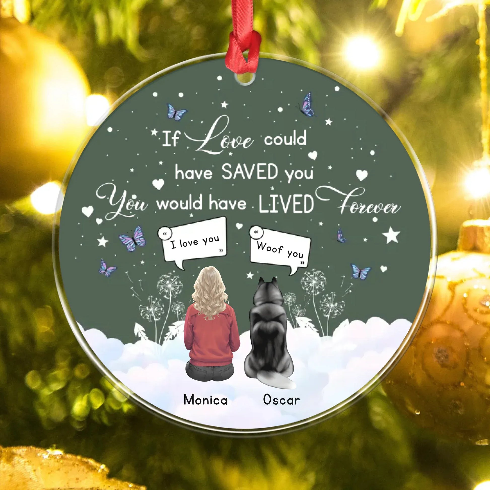 Personalized Ornaments Because You Left Pawprints On My Heart - Personalized Dog Lovers Custom Acrylic Ornament