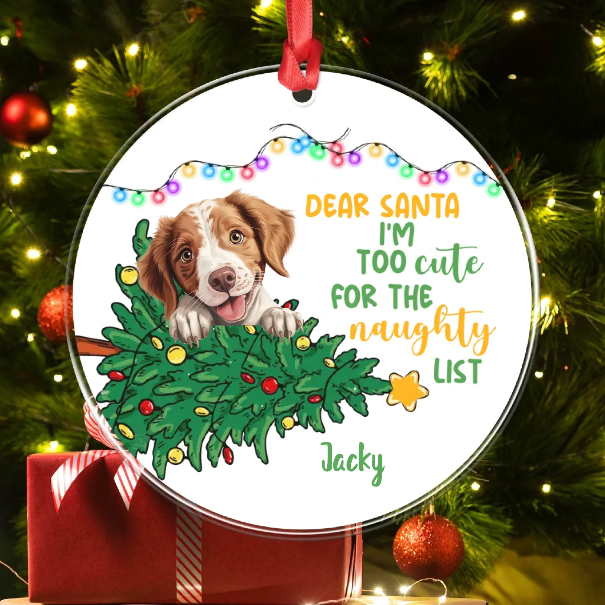 Personalized Ornaments I'm Too Cute For The Naughty List - Personalized Dog Lovers Custom Acrylic Ornament