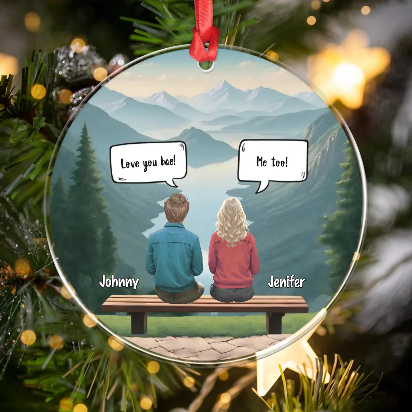 Personalized Ornaments Our Love Is An Adventure - Personalized Dating Couple Custom Acrylic Ornament