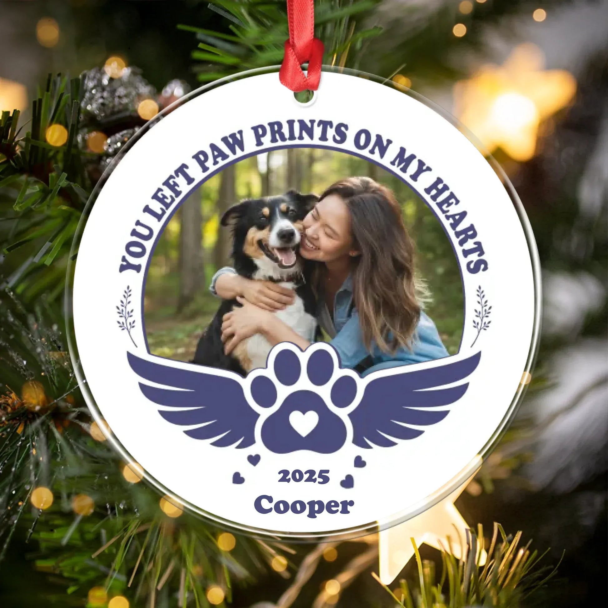 Personalized Ornaments You’ll Never Fade From Memory - Personalized Dog Memorial Photo Custom Acrylic Ornament
