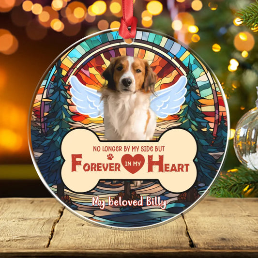 Personalized Ornaments Ornament Acrylic DMT / Glass / 3.5in / 8.9cm My Heart Is With You Always - Personalized Dog Memorial Photo Custom Acrylic Ornament