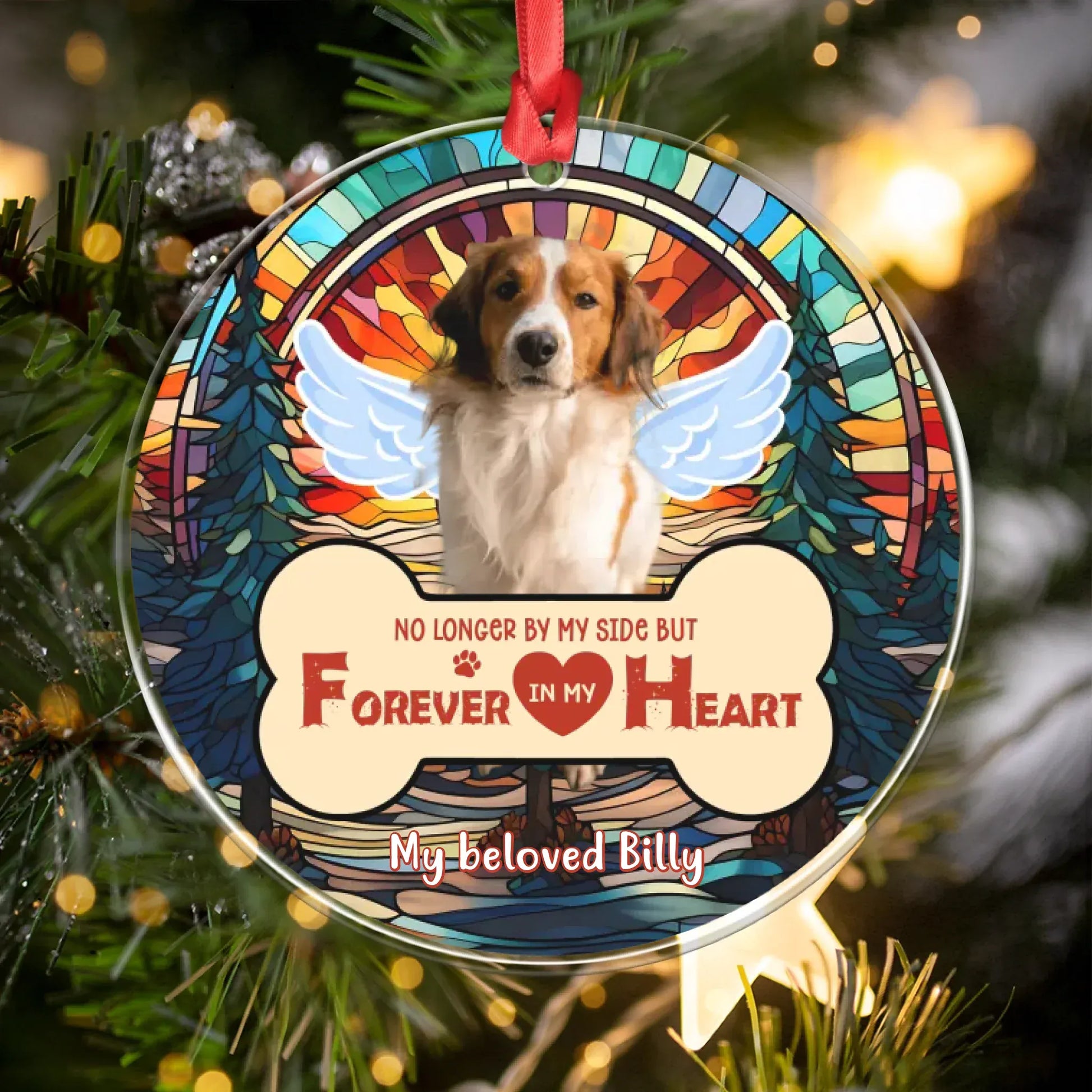 Personalized Ornaments My Heart Is With You Always - Personalized Dog Memorial Photo Custom Acrylic Ornament