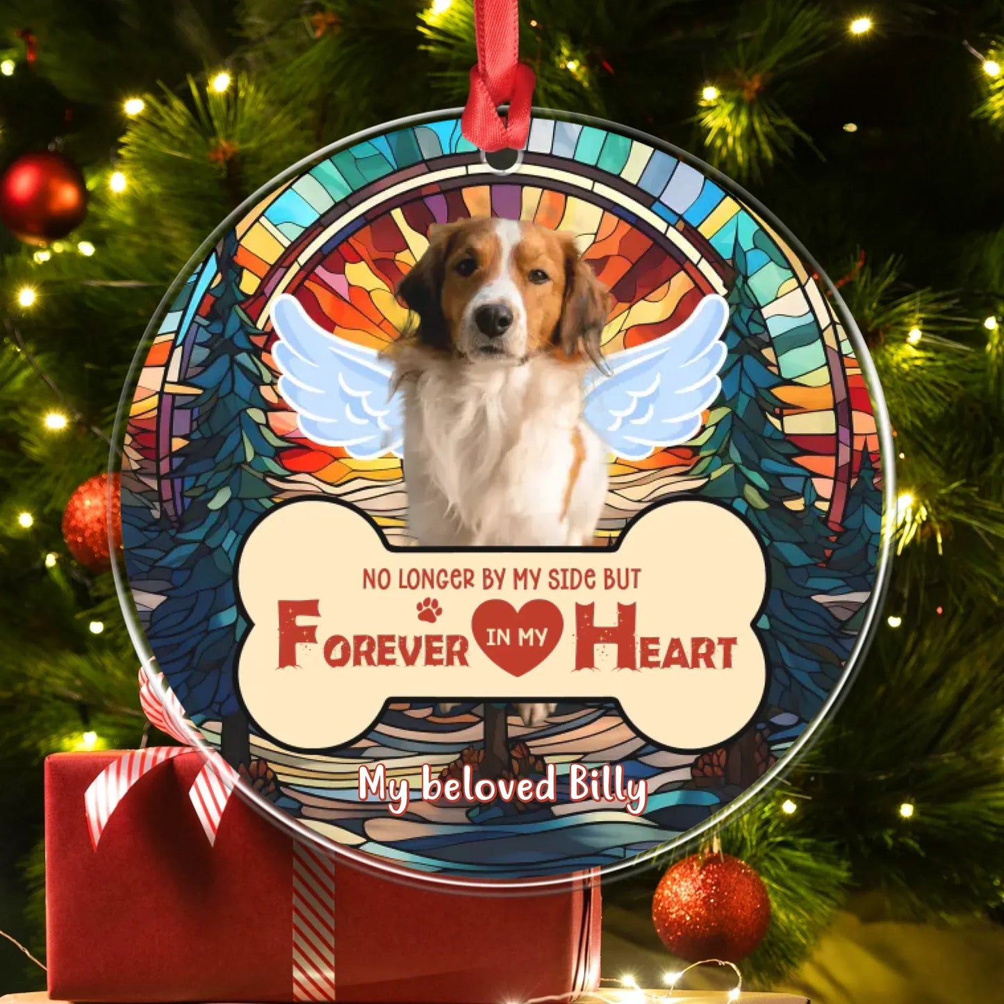 Personalized Ornaments My Heart Is With You Always - Personalized Dog Memorial Photo Custom Acrylic Ornament