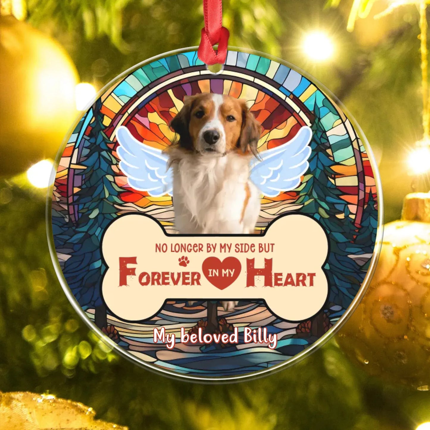 Personalized Ornaments My Heart Is With You Always - Personalized Dog Memorial Photo Custom Acrylic Ornament