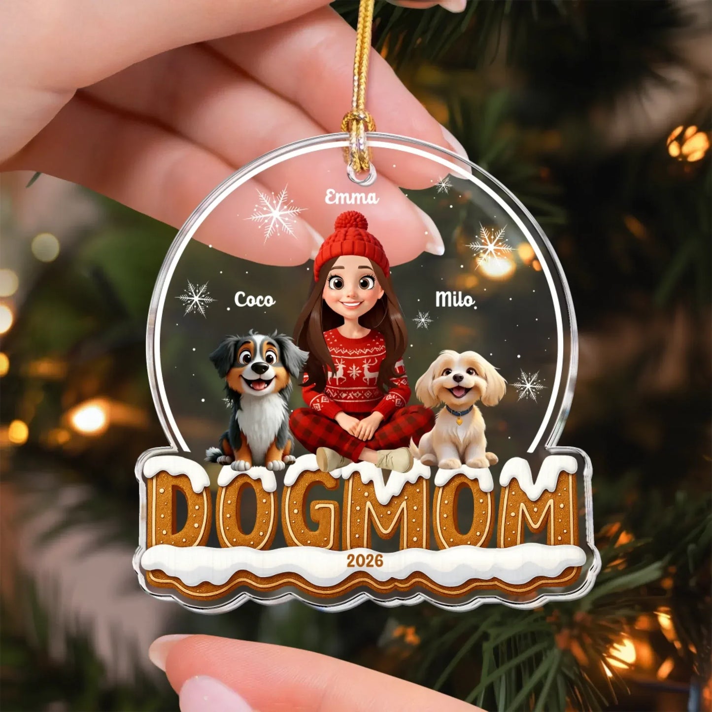 Personalized Ornaments Dog Mom 2025 - Personalized Dog Acrylic Ornament