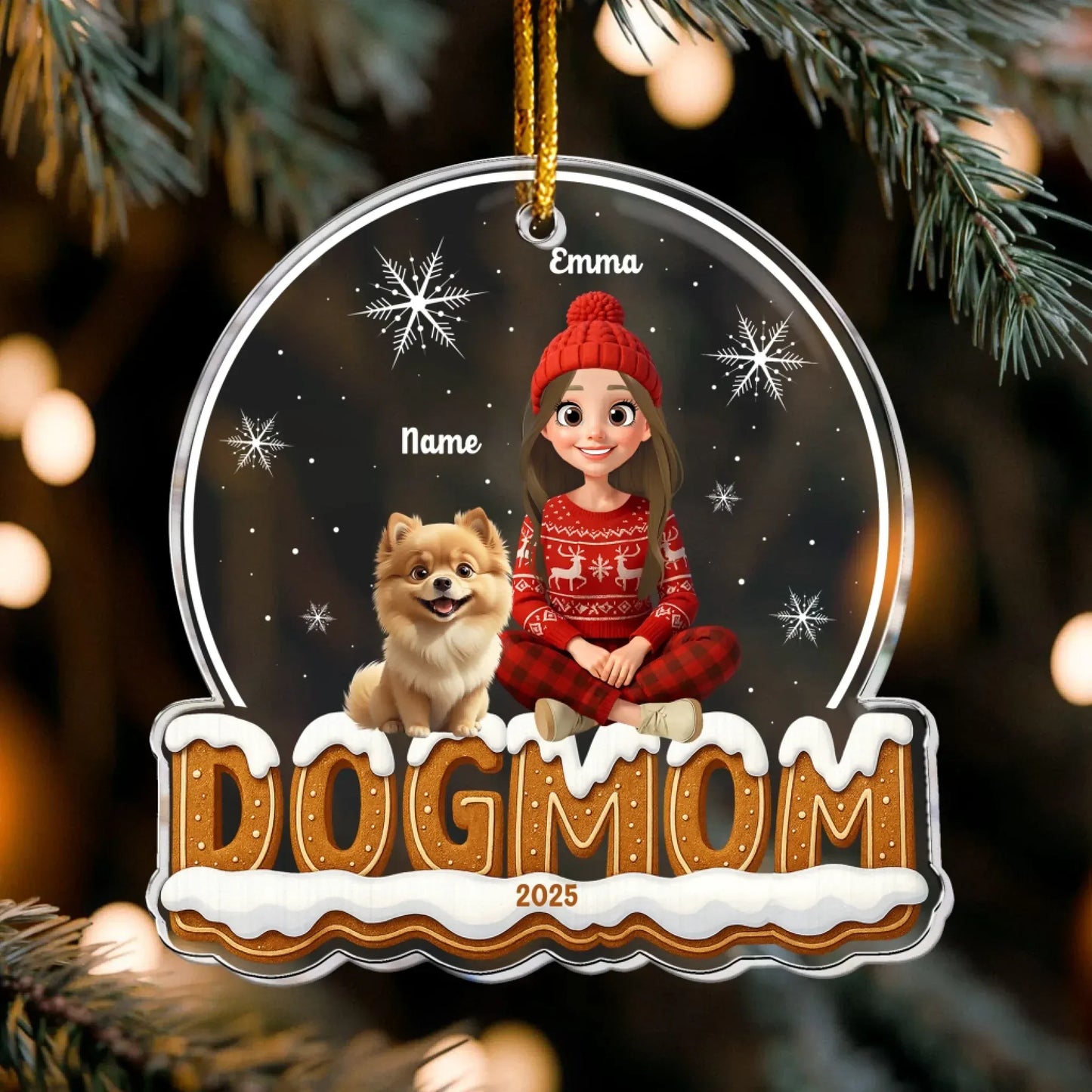 Personalized Ornaments Dog Mom 2025 - Personalized Dog Acrylic Ornament
