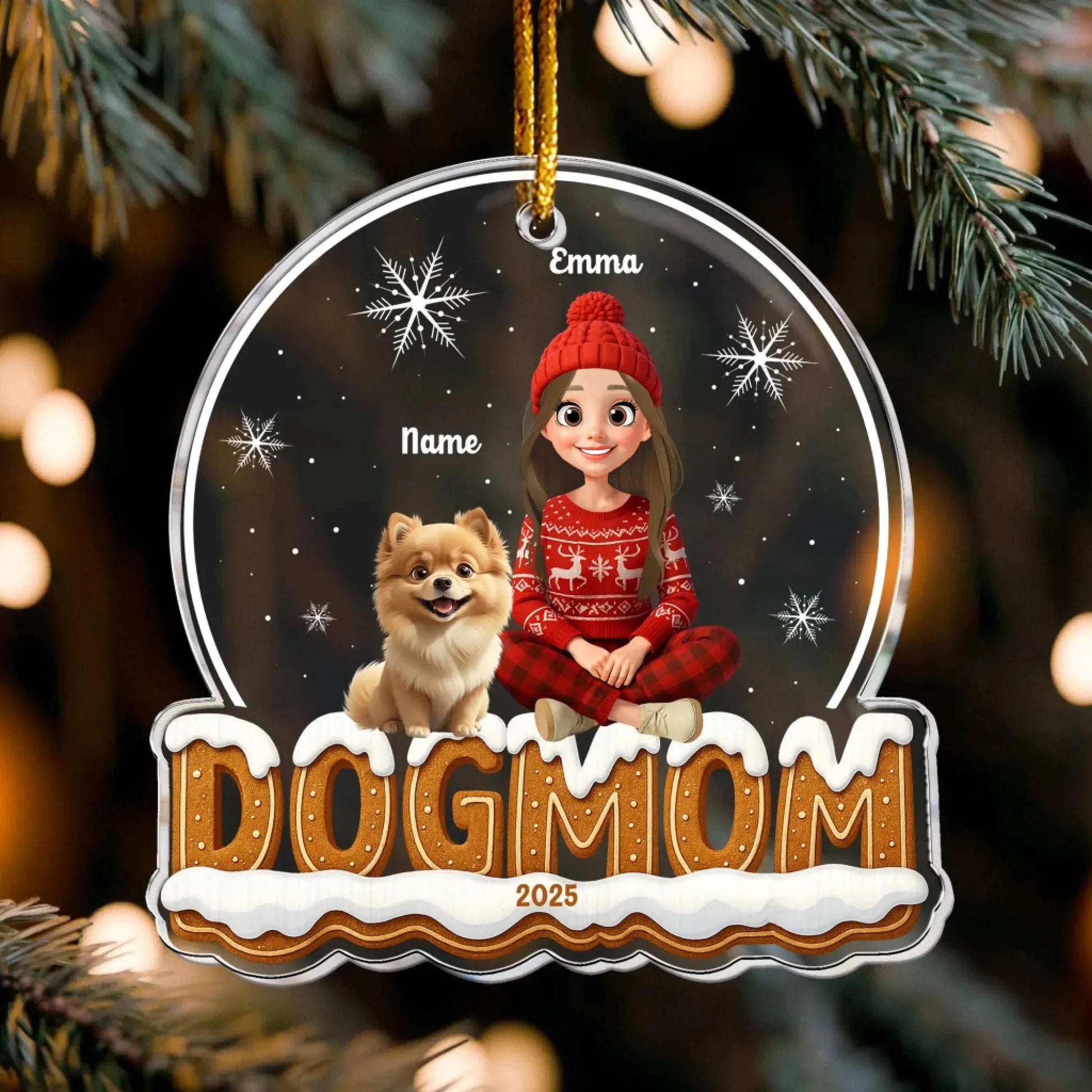 Personalized Ornaments Dog Mom 2025 - Personalized Dog Acrylic Ornament