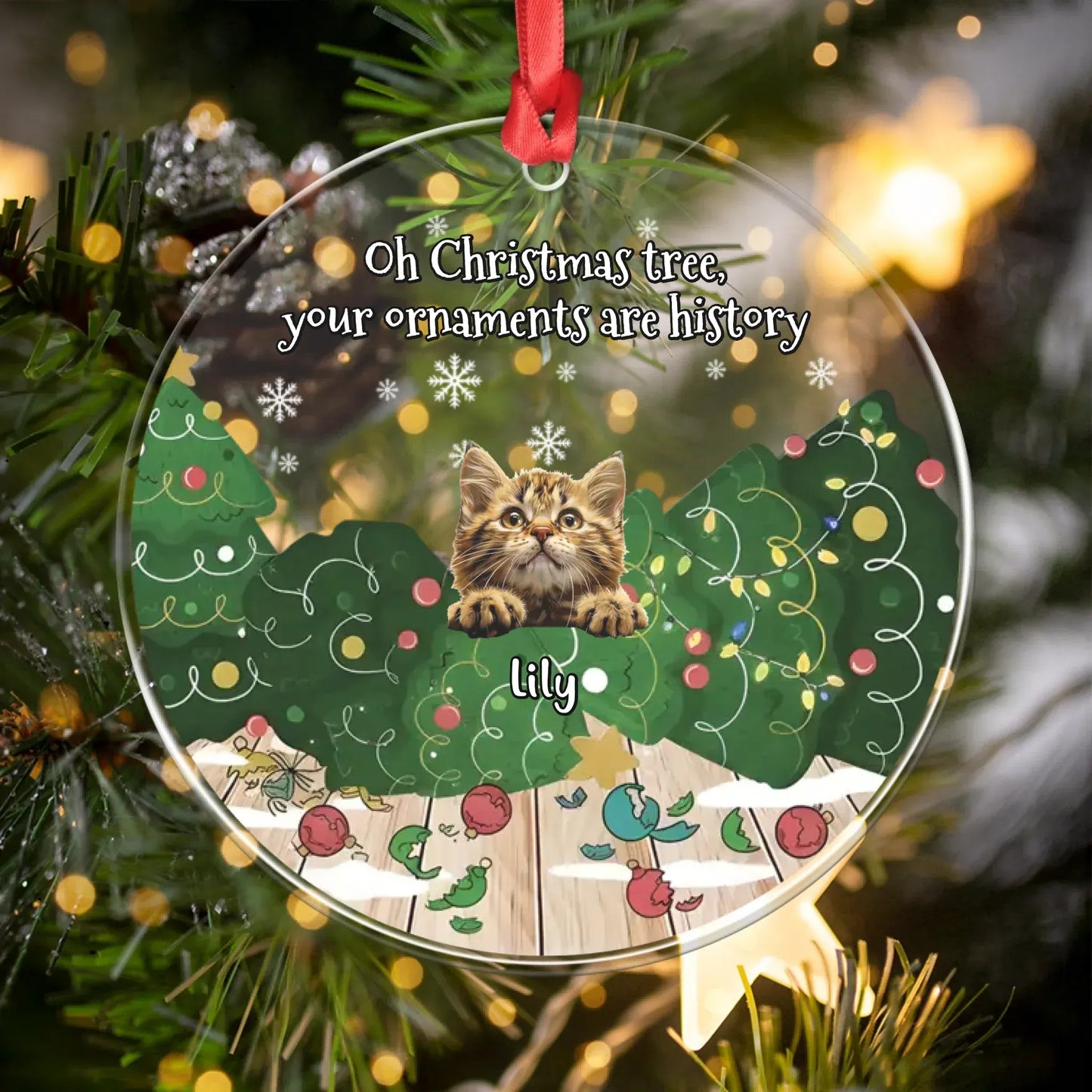 Personalized Ornaments Oh Christmas Tree, Your Ornaments Are History - Personalized Cat Lovers Acrylic Ornament