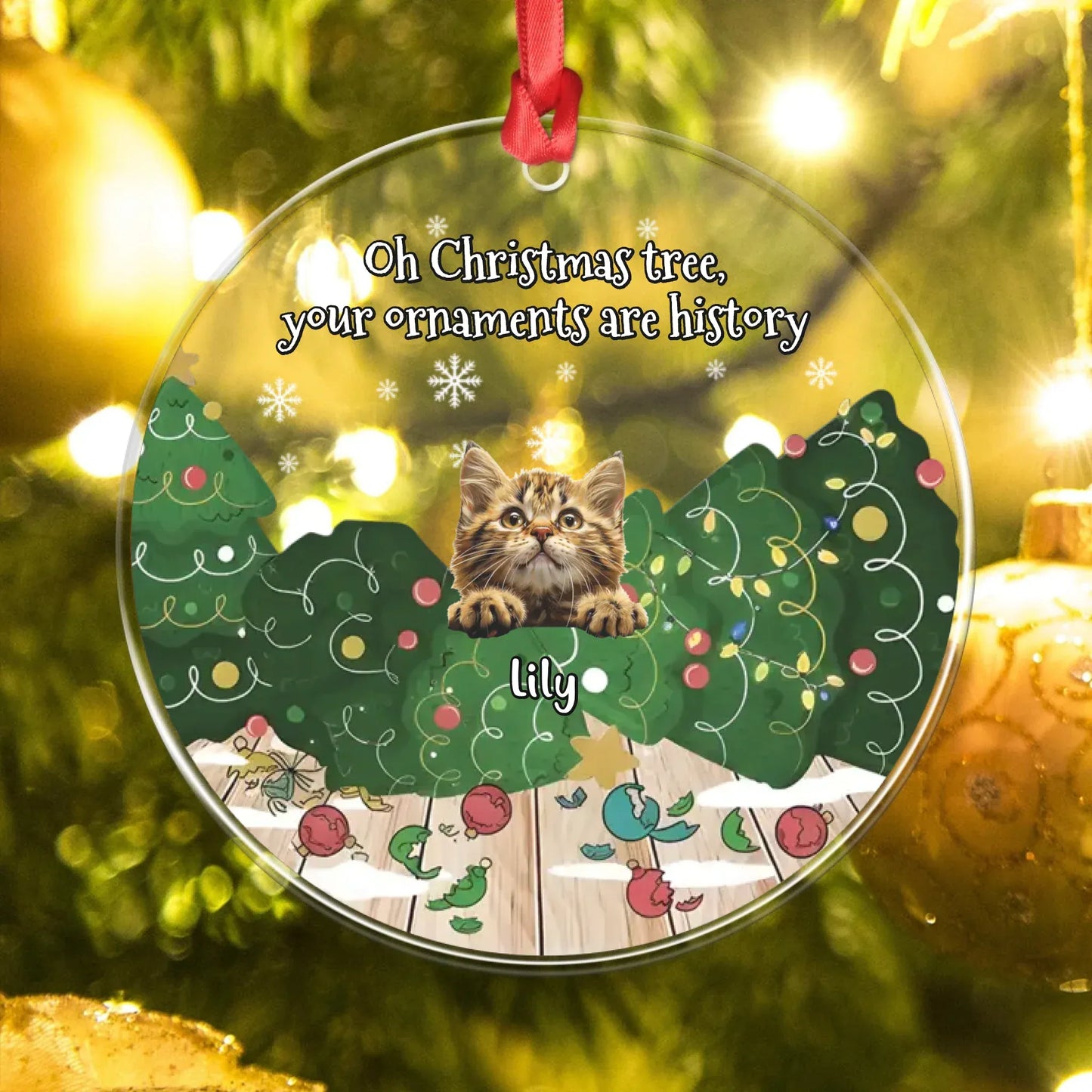 Personalized Ornaments Oh Christmas Tree, Your Ornaments Are History - Personalized Cat Lovers Acrylic Ornament