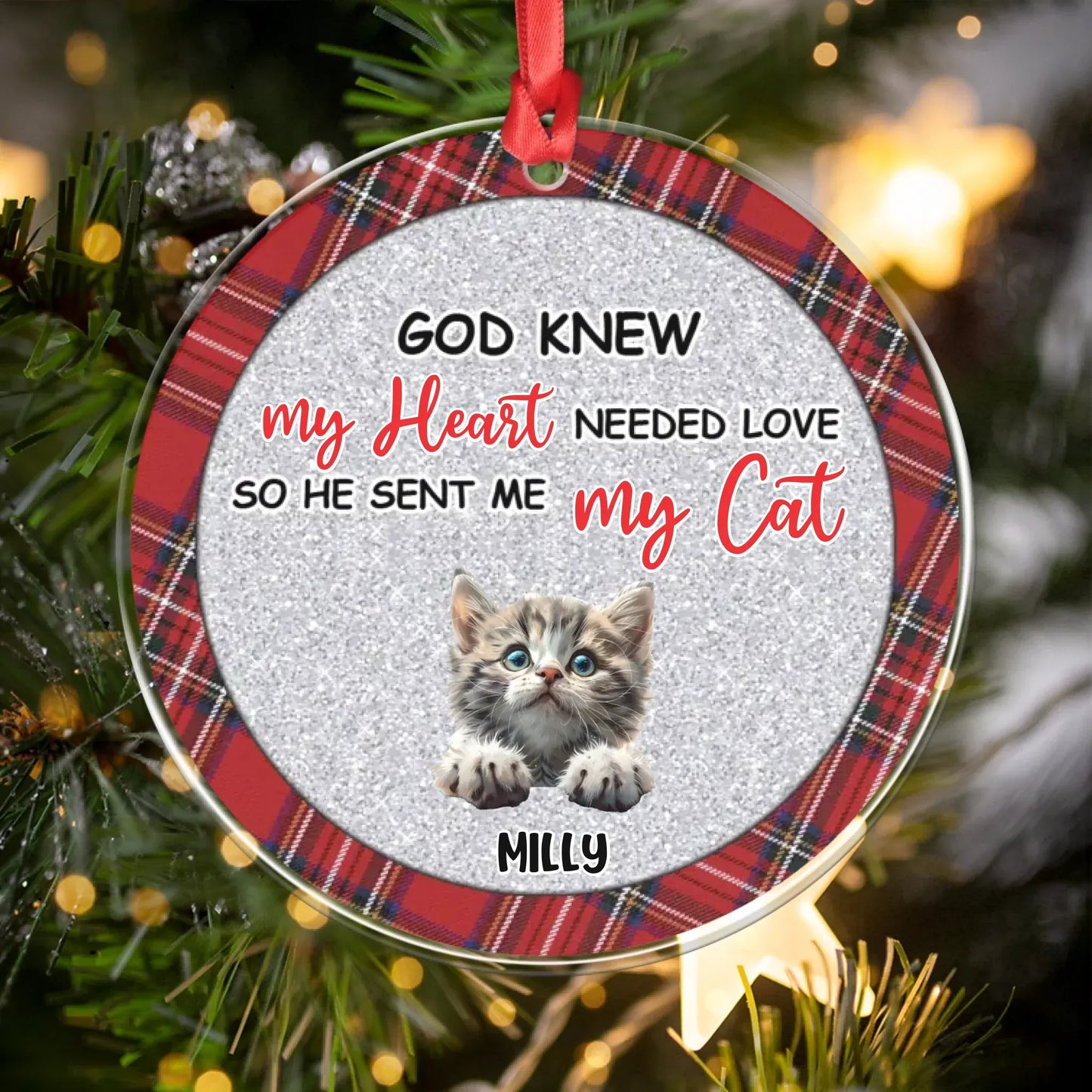 Personalized Ornaments God Knew My Heart Needed Love So He Sent Me My Pet - Personalized Pet Lovers Custom Acrylic Ornament