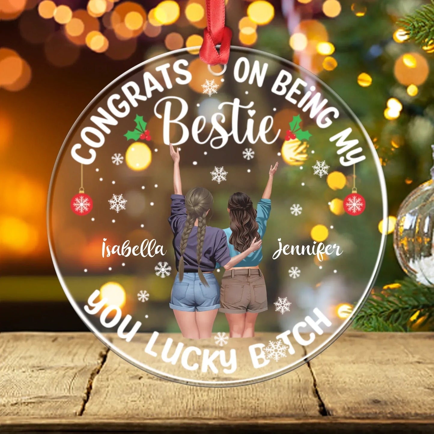 Personalized Ornaments Ornament Acrylic DMT / Glass / 3.5in / 8.9cm Congrats On Being My Bestie - Personalized Besties Acrylic Ornament