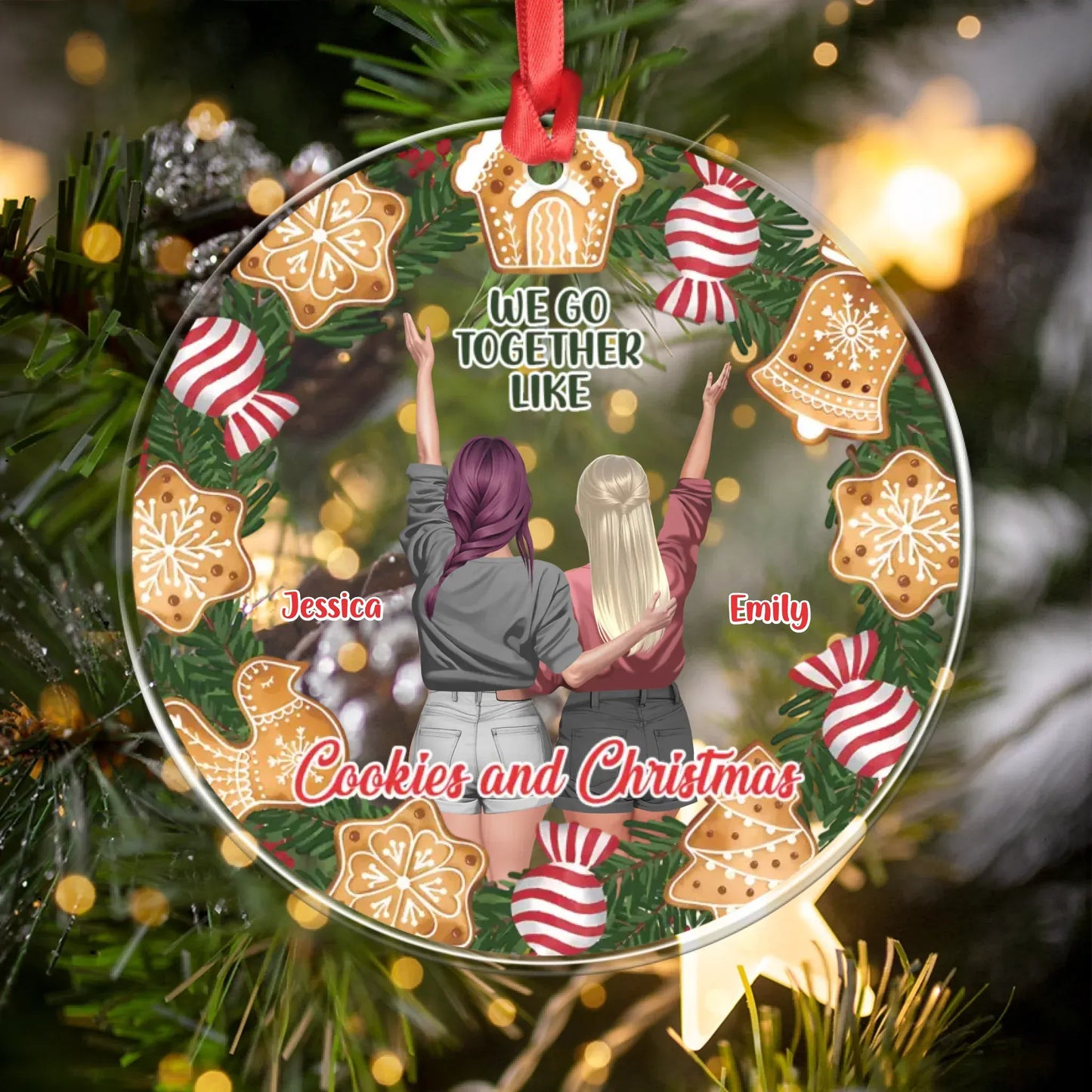 Personalized Ornaments We Go Together Like Cookies And Christmas - Personalized Best Friends Custom Acrylic Ornament