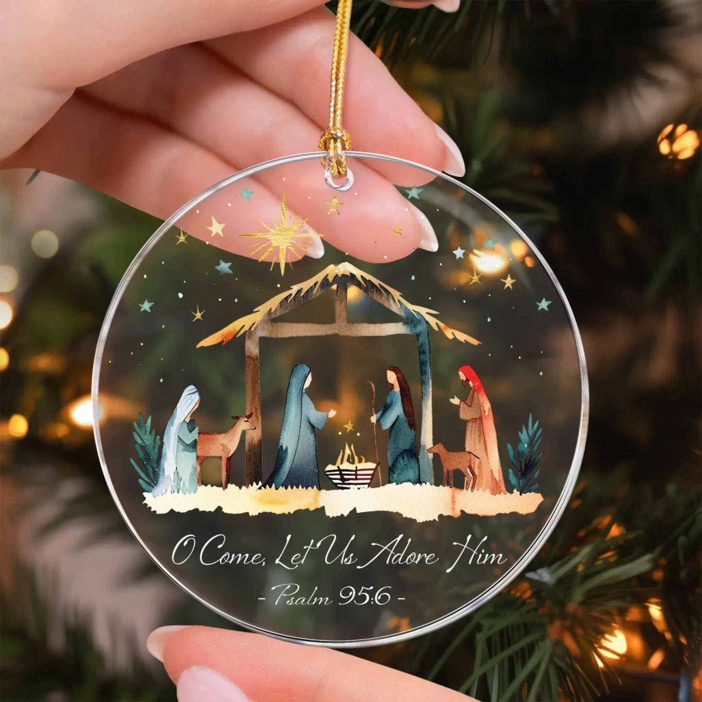 Personalized Ornaments The Greatest Gift Of All Christian Nativity Scene - Personalized Acrylic Ornament