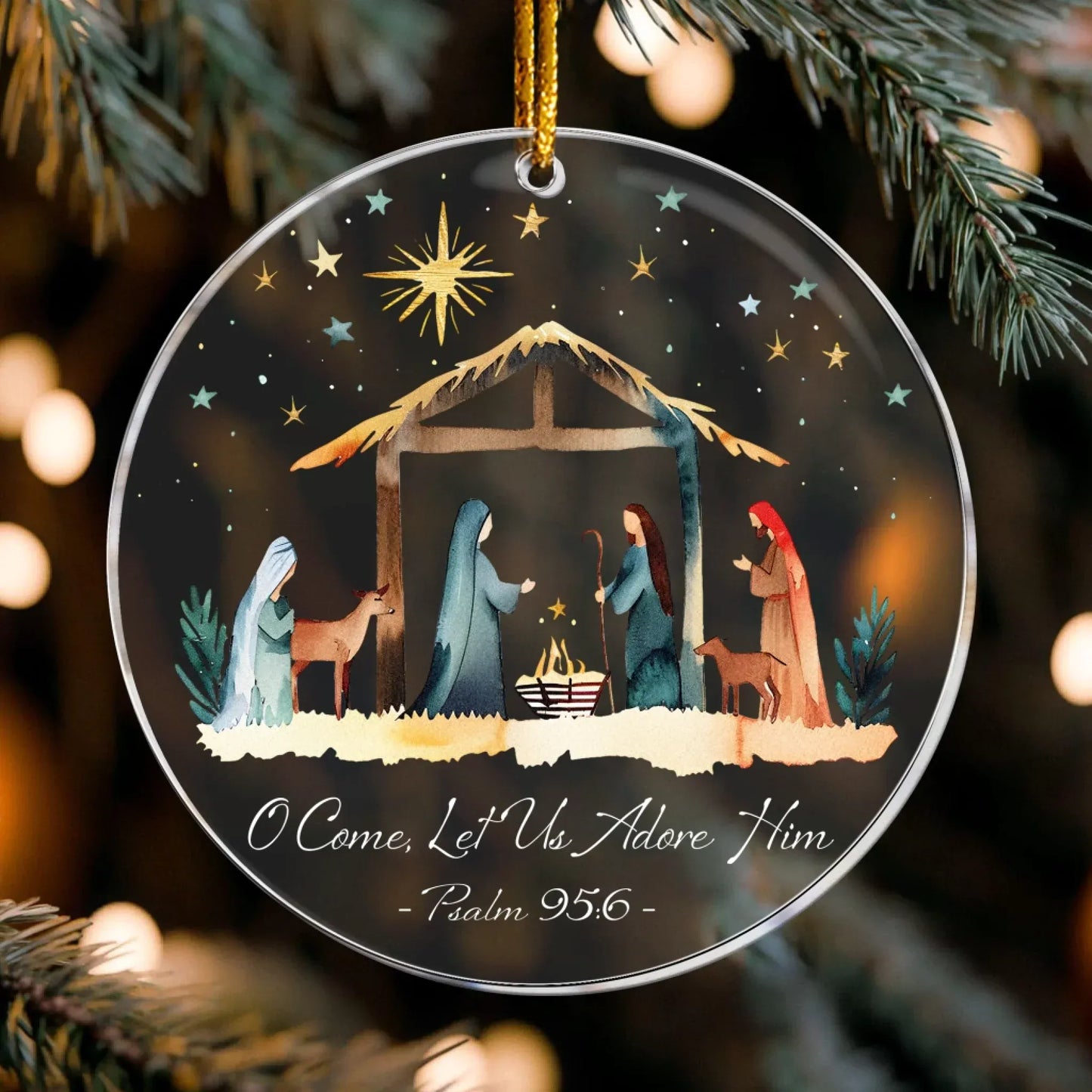 Personalized Ornaments The Greatest Gift Of All Christian Nativity Scene - Personalized Acrylic Ornament