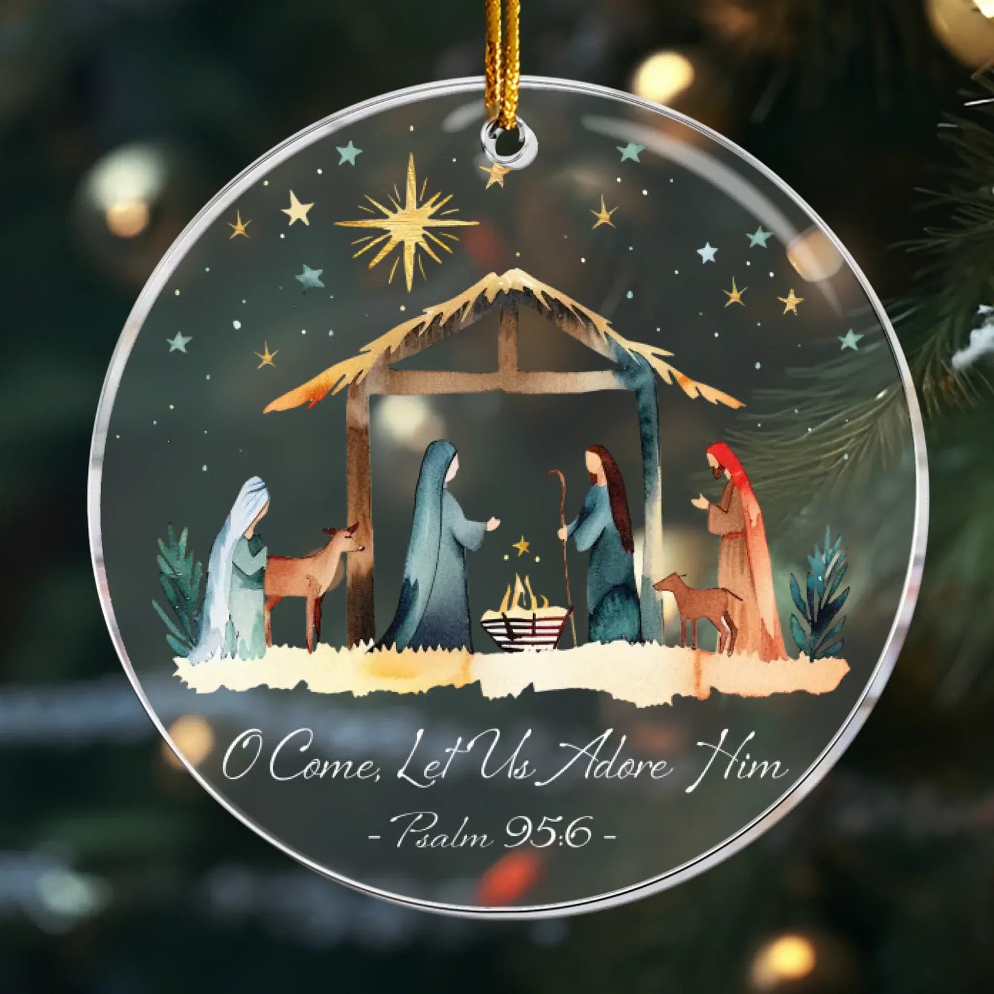 Personalized Ornaments Ornament Acrylic / Glass / 3.5in / 8.9cm The Greatest Gift Of All Christian Nativity Scene - Personalized Acrylic Ornament