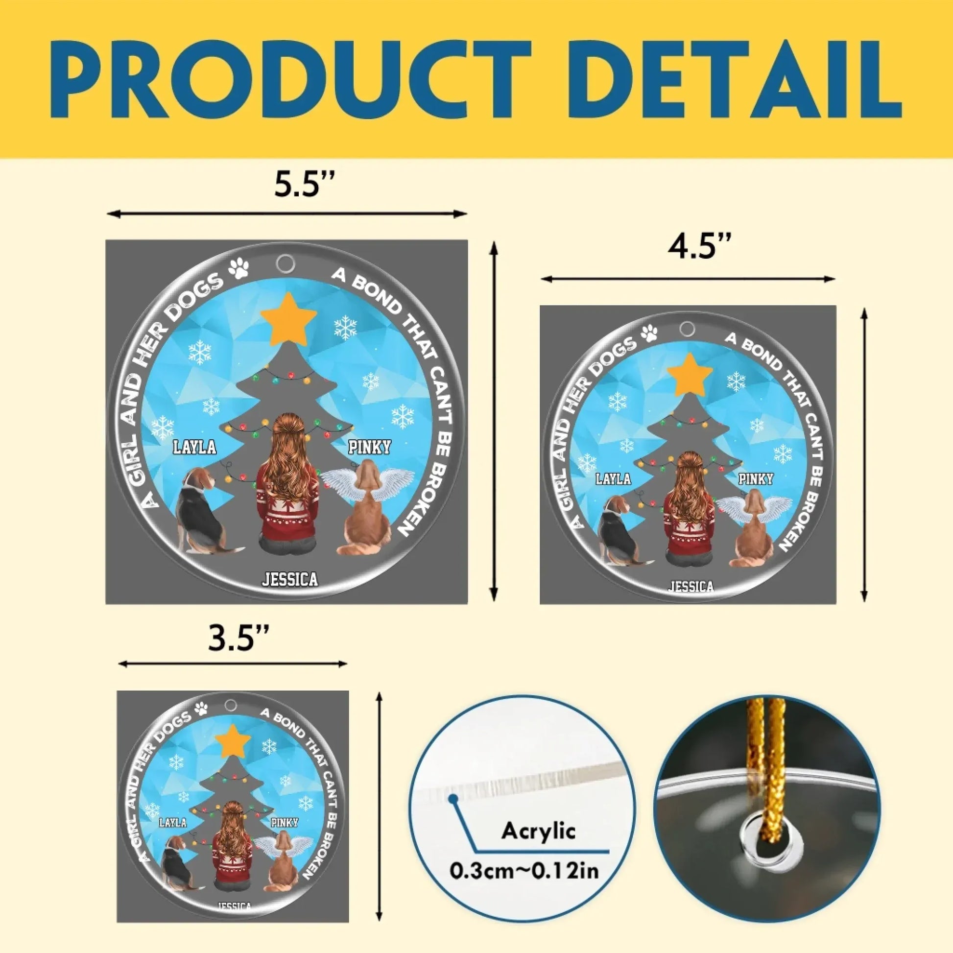 Personalized Ornaments A Bond Can't Be Broken - Personalized Dog Lovers Custom Acrylic Ornament