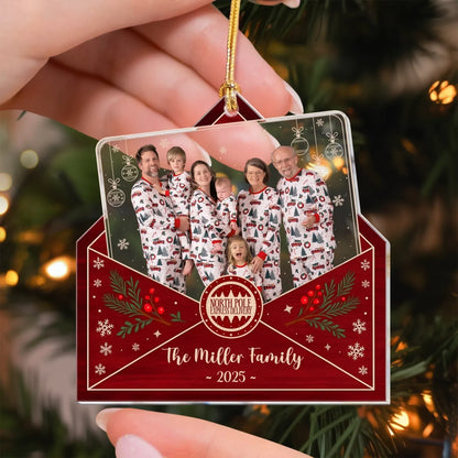 Personalized Ornaments Photo Family Envelope Holiday Keepsake 2025 - Personalized Acrylic Photo Ornament