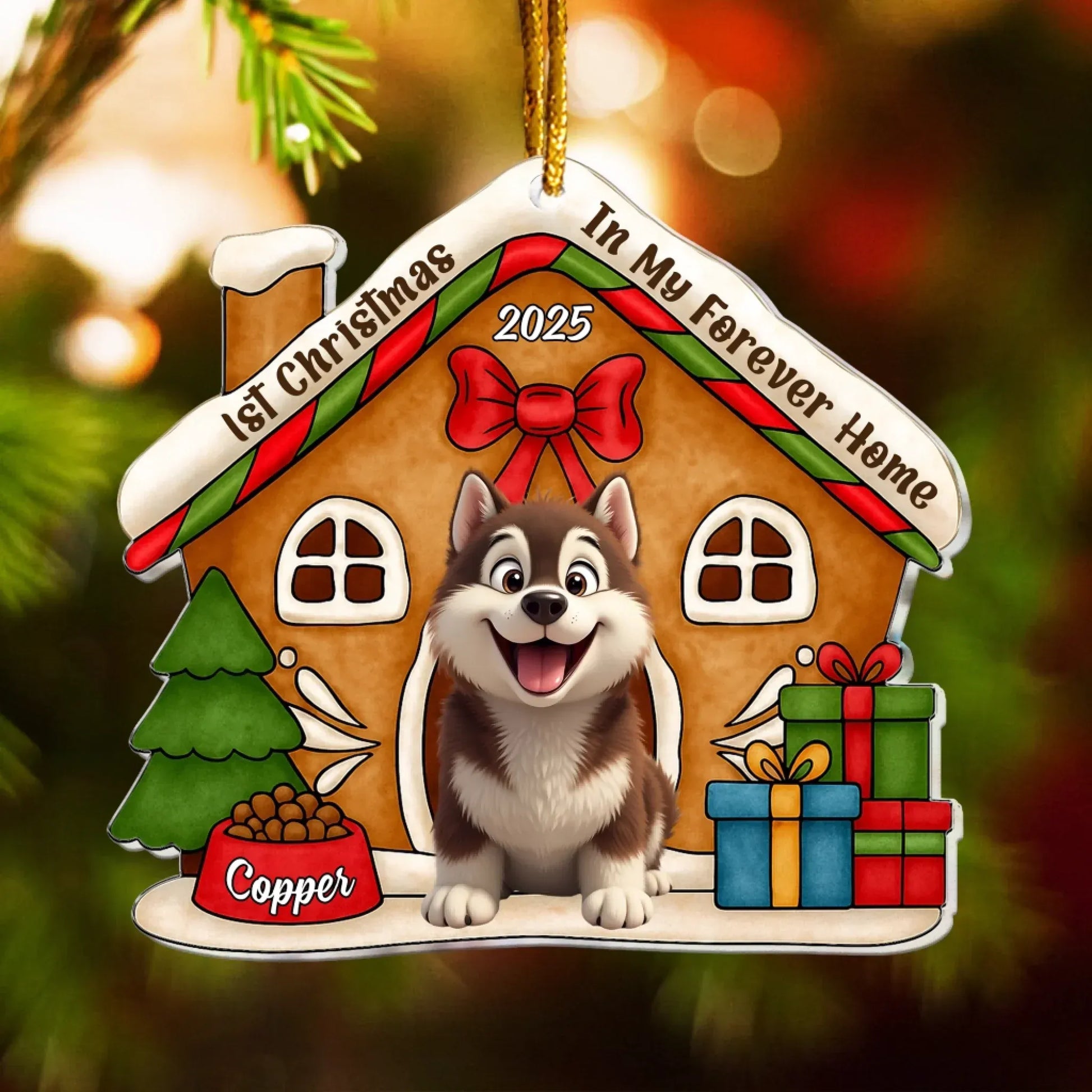 Personalized Ornaments 1st In My Forever Home Christmas - Merry Woofmas 2025 - Personalized Pet Acrylic Ornament