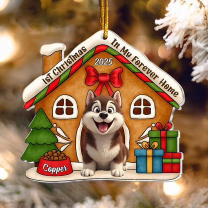 Personalized Ornaments 1st In My Forever Home Christmas - Merry Woofmas 2025 - Personalized Pet Acrylic Ornament