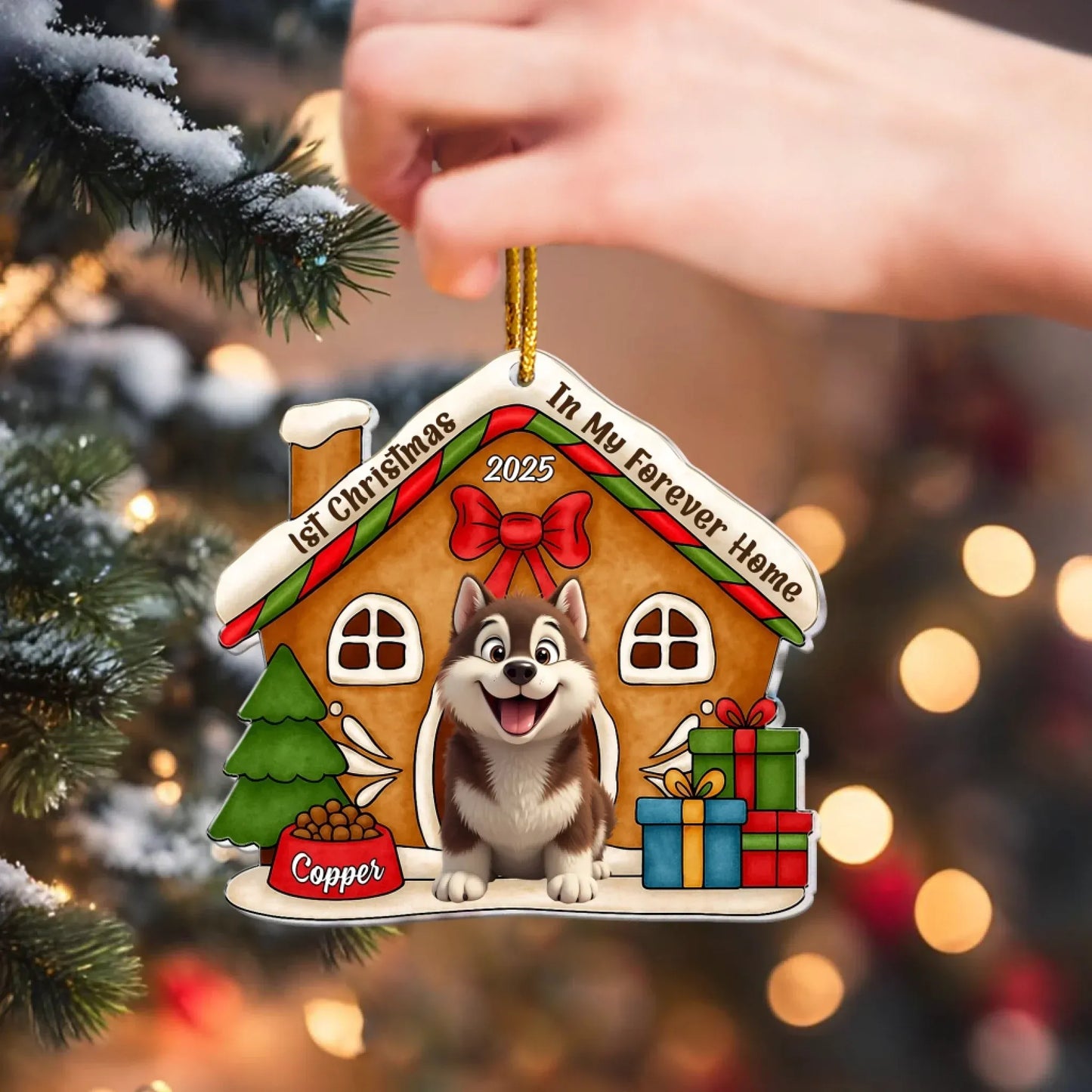 Personalized Ornaments 1st In My Forever Home Christmas - Merry Woofmas 2025 - Personalized Pet Acrylic Ornament