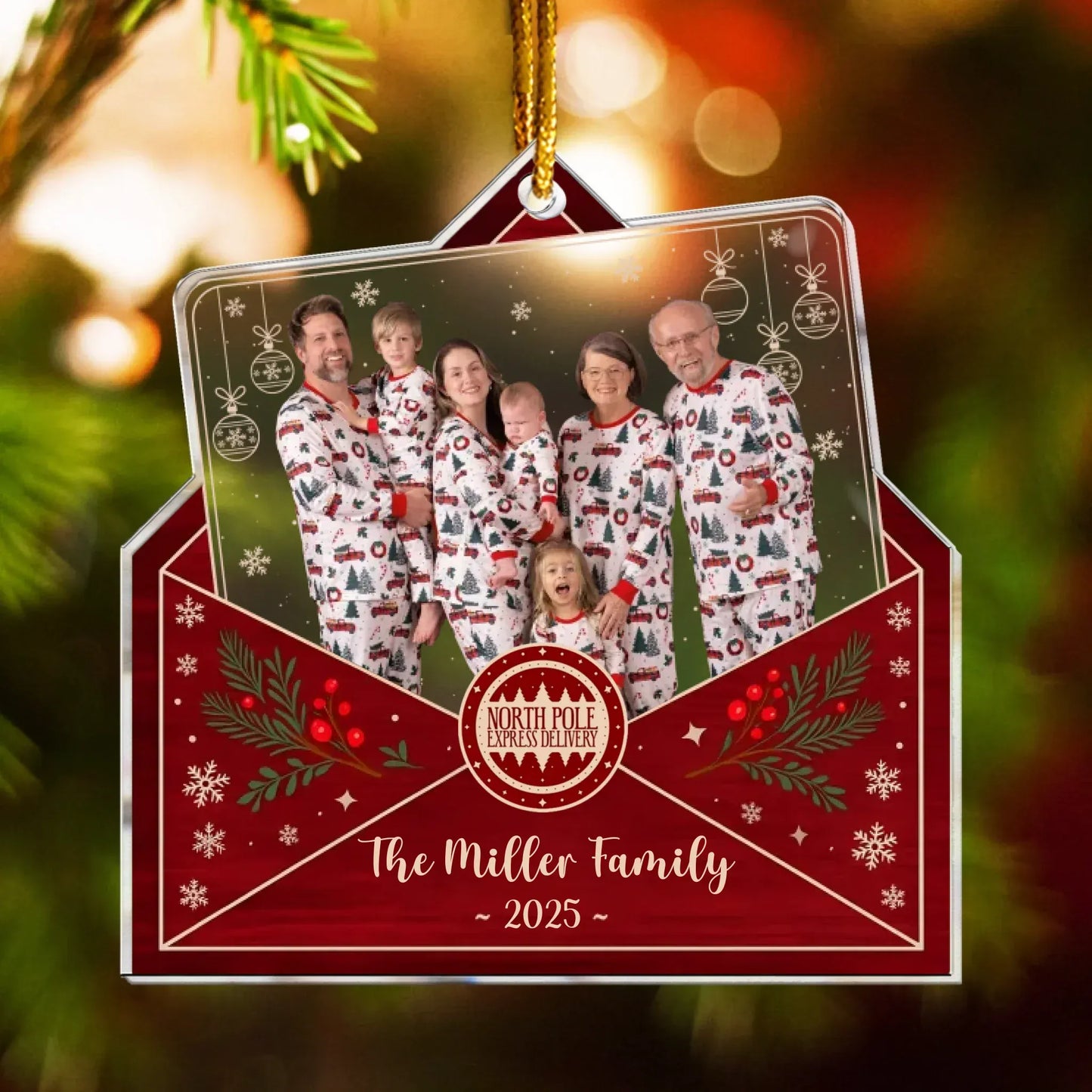 Personalized Ornaments Ornament Acrylic / Glass / 3.5in / 8.9cm Photo Family Envelope Holiday Keepsake 2025 - Personalized Acrylic Photo Ornament