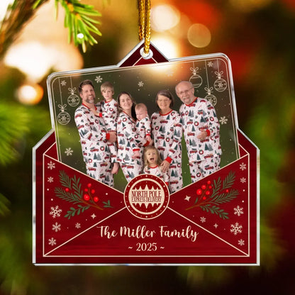 Personalized Ornaments Ornament Acrylic / Glass / 3.5in / 8.9cm Photo Family Envelope Holiday Keepsake 2025 - Personalized Acrylic Photo Ornament