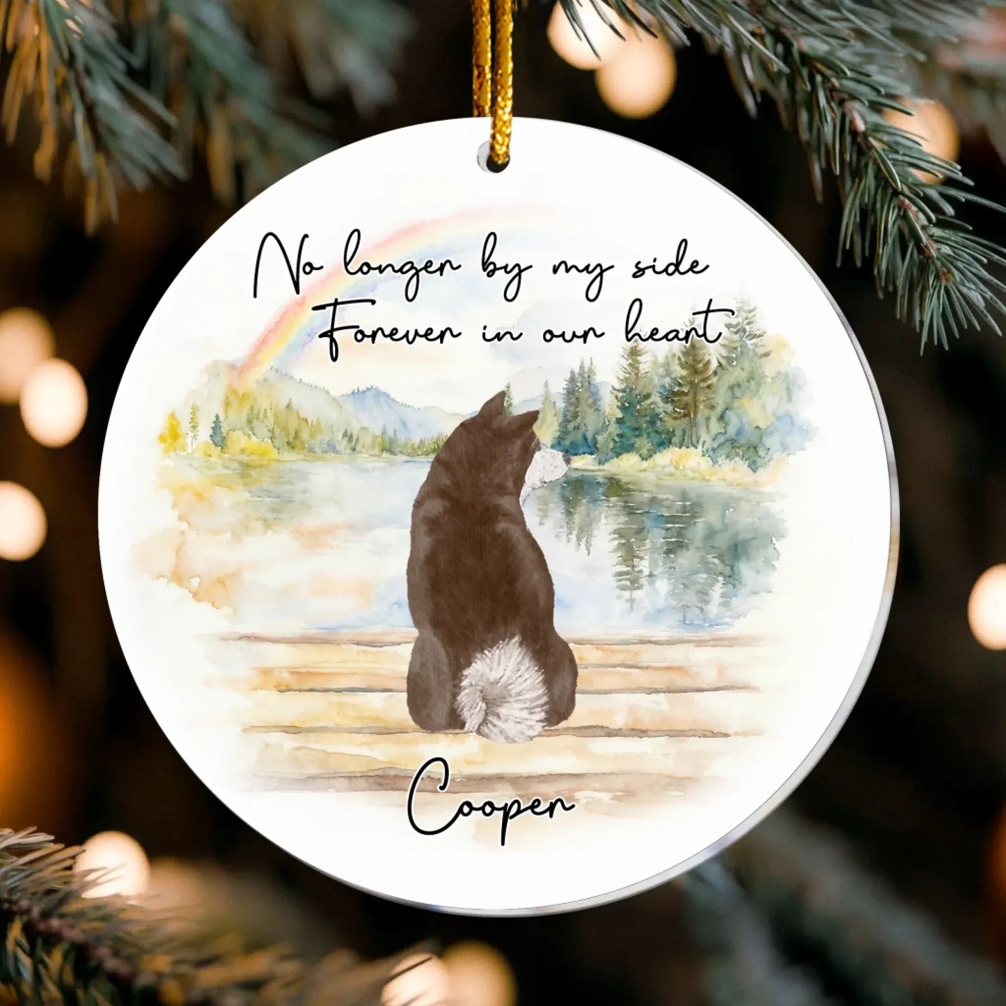 Personalized Ornaments No Longer By My Side, Forever In Our Heart - Personalized Dog Memorial Acrylic Ornament