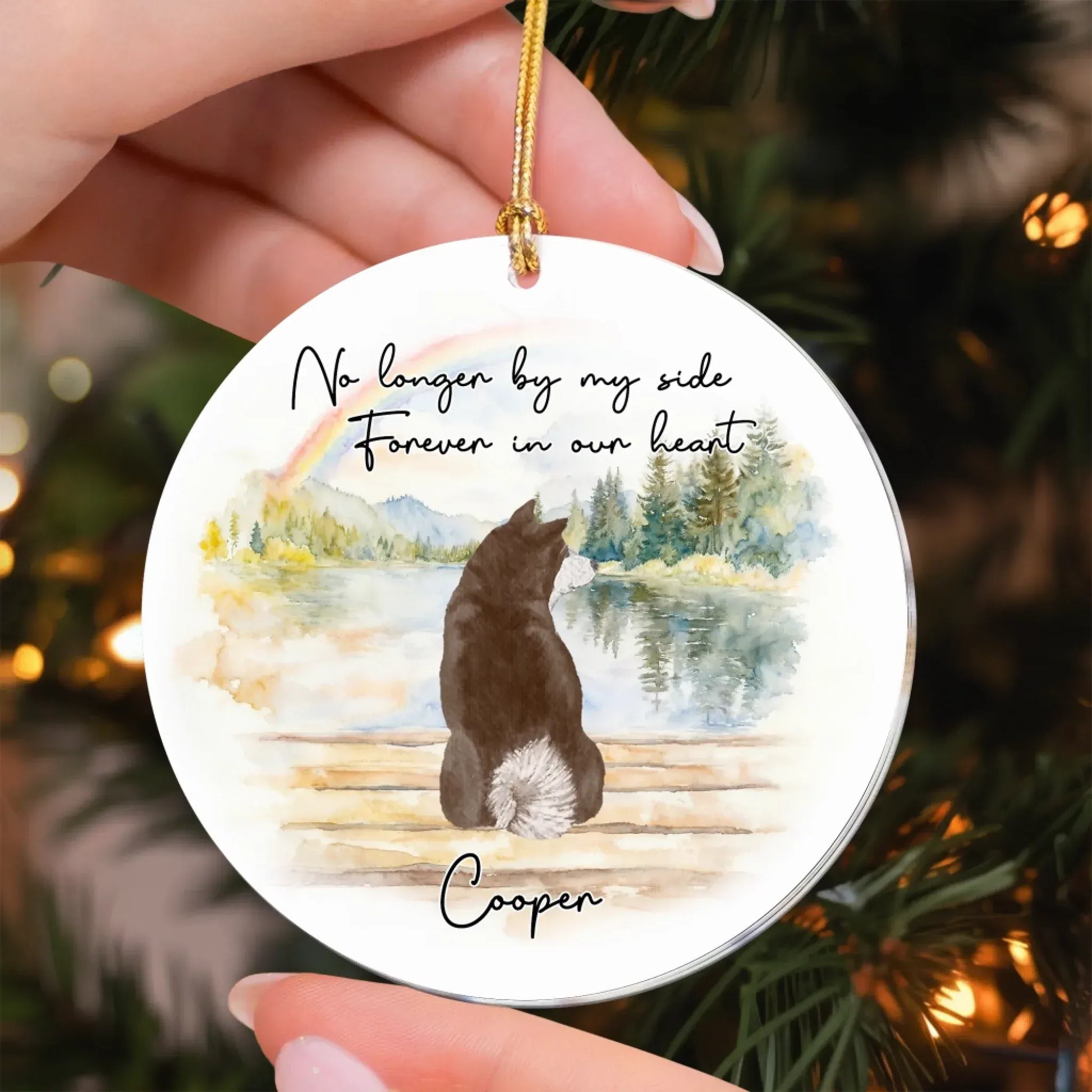 Personalized Ornaments No Longer By My Side, Forever In Our Heart - Personalized Dog Memorial Acrylic Ornament