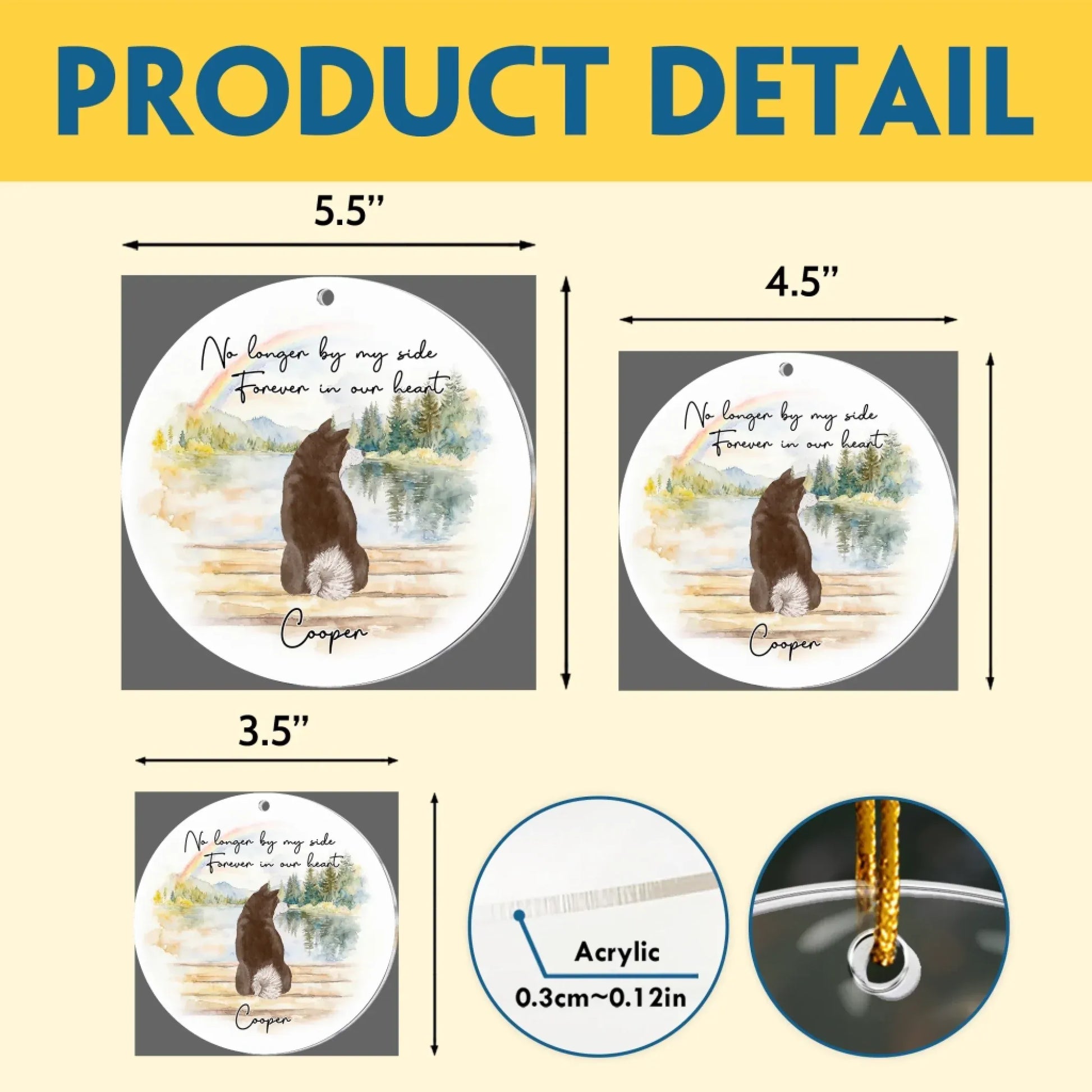 Personalized Ornaments No Longer By My Side, Forever In Our Heart - Personalized Dog Memorial Acrylic Ornament