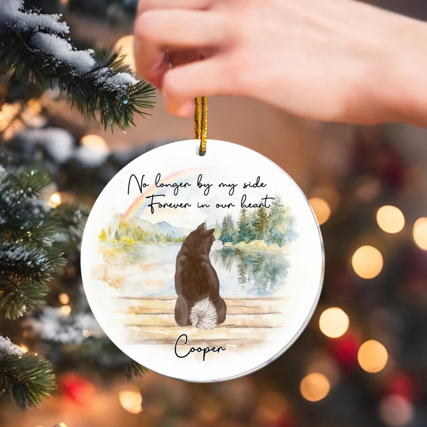 Personalized Ornaments No Longer By My Side, Forever In Our Heart - Personalized Dog Memorial Acrylic Ornament