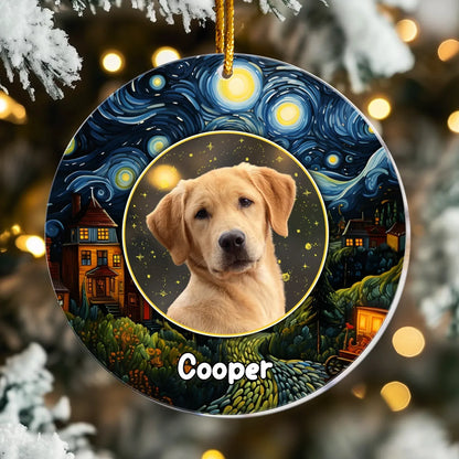 Personalized Ornaments Under The Starry Sky Forever - Personalized Dog Memorial Photo Ornament