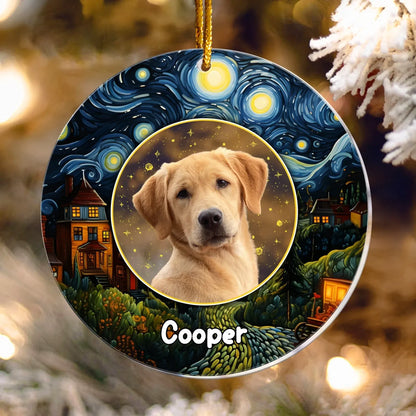 Personalized Ornaments Under The Starry Sky Forever - Personalized Dog Memorial Photo Ornament