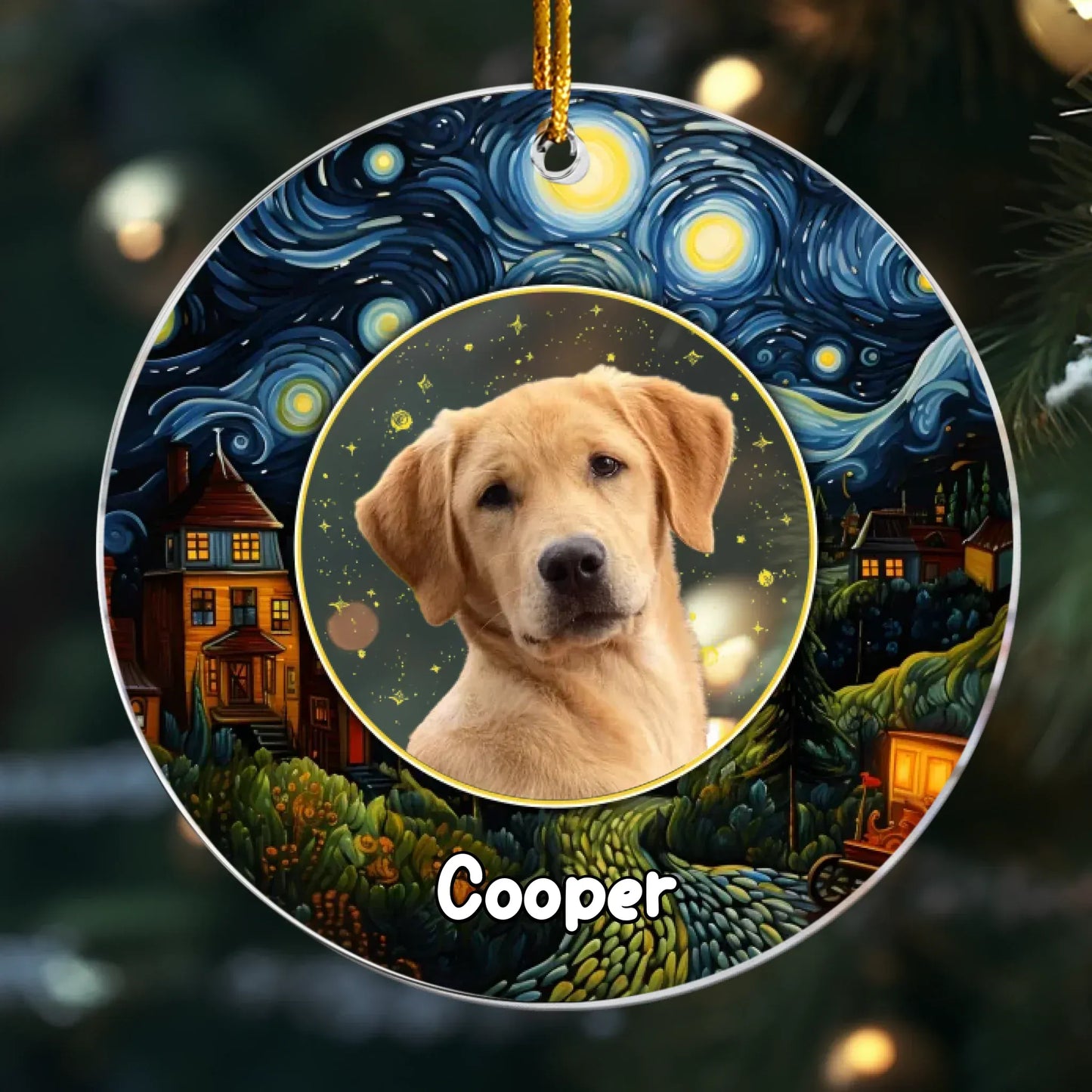 Personalized Ornaments Ornament Acrylic / Glass / 3.5in / 8.9cm Under The Starry Sky Forever - Personalized Dog Memorial Photo Ornament