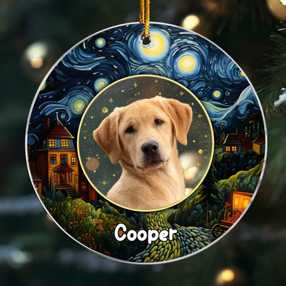 Personalized Ornaments Ornament Acrylic / Glass / 3.5in / 8.9cm Under The Starry Sky Forever - Personalized Dog Memorial Photo Ornament