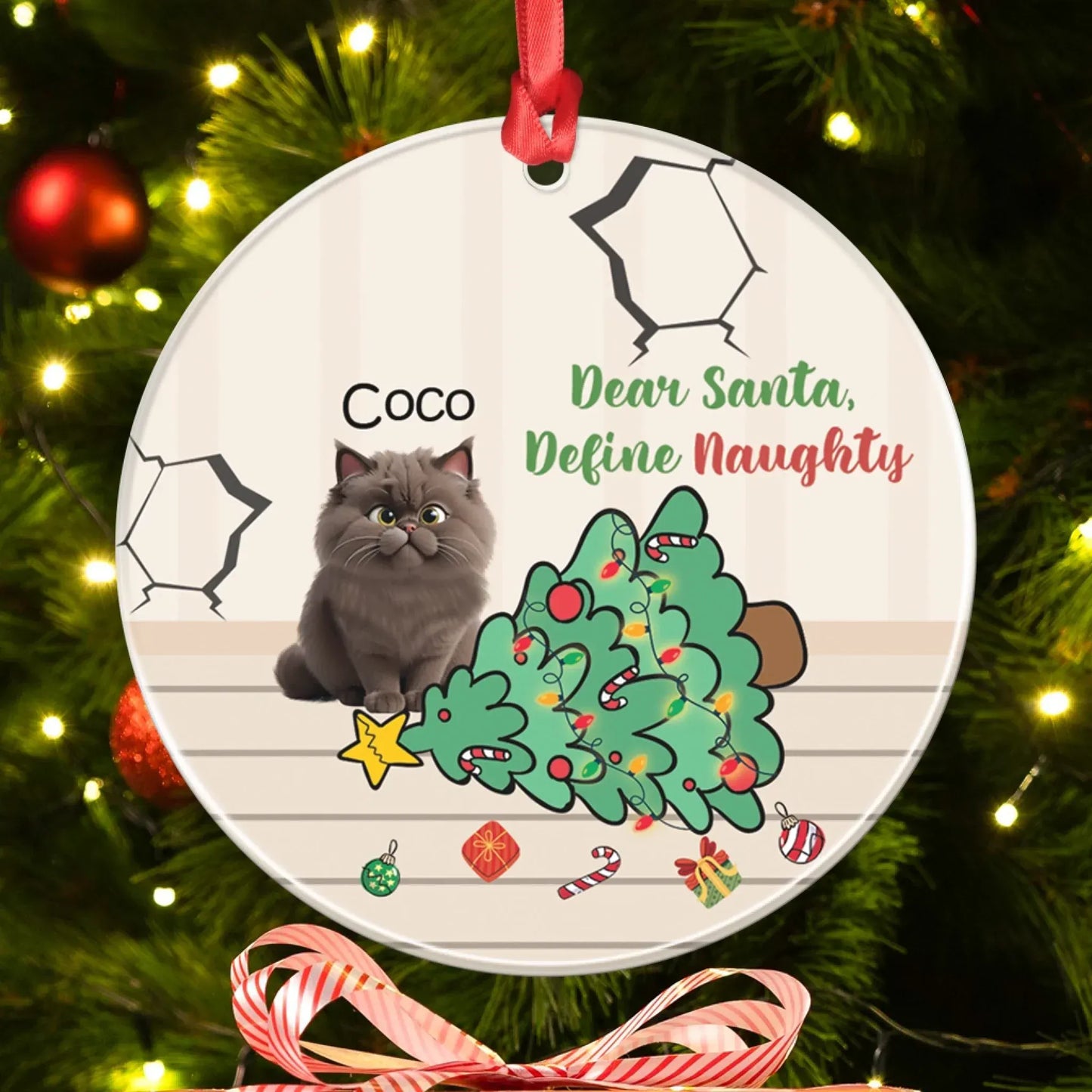 Personalized Ornaments Dear Santa, Define Naughty - Personalized Dog And Cat Lovers Custom Acrylic Ornament