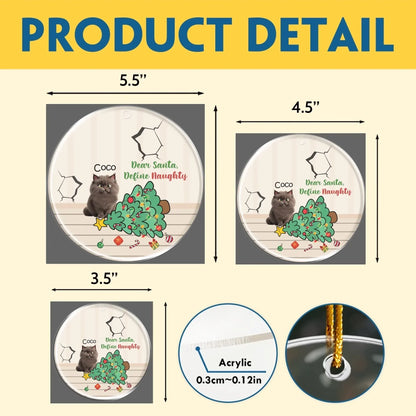 Personalized Ornaments Dear Santa, Define Naughty - Personalized Dog And Cat Lovers Custom Acrylic Ornament