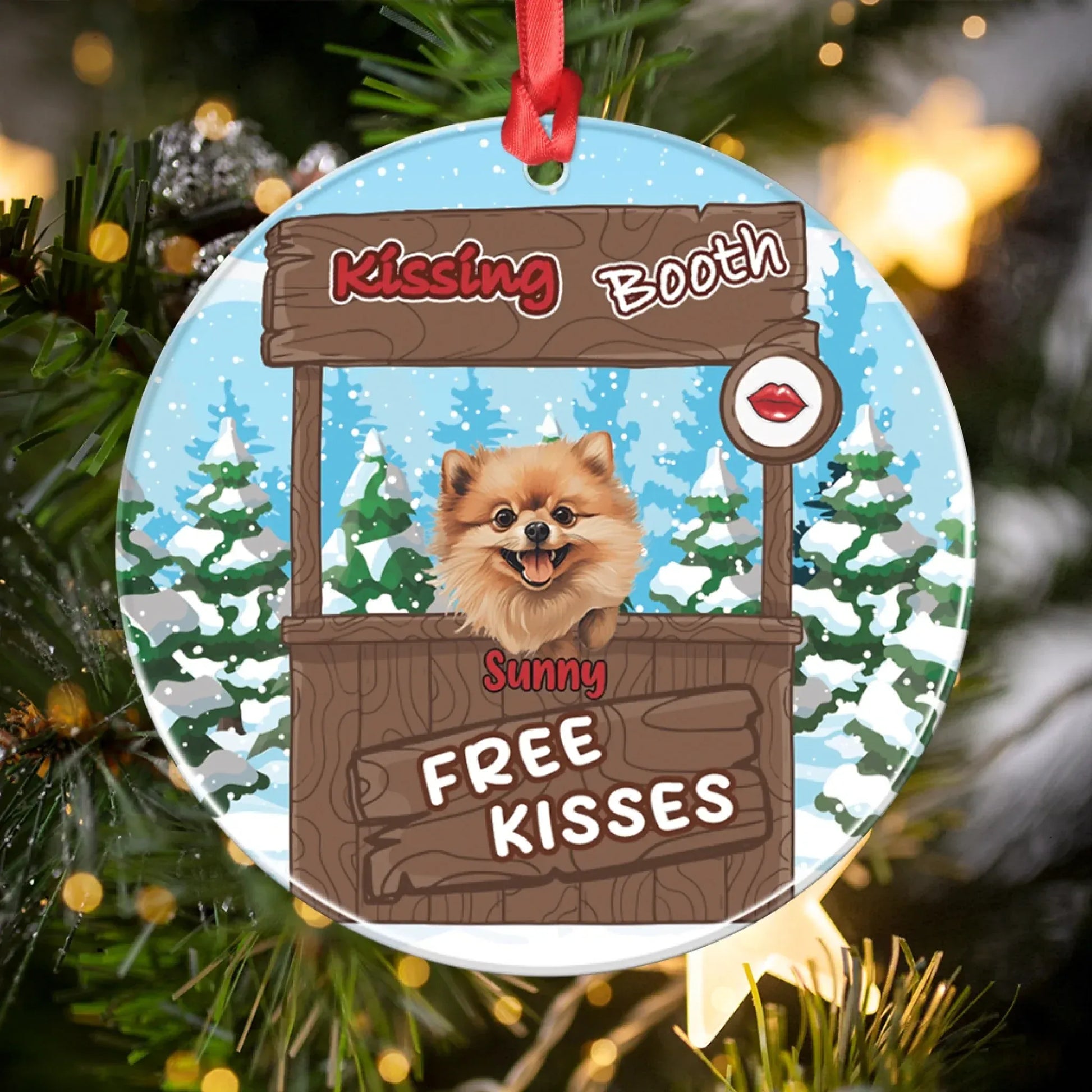 Personalized Ornaments Free Kisses In A Kissing Booth - Personalized Dog Lovers Custom Acrylic Ornament