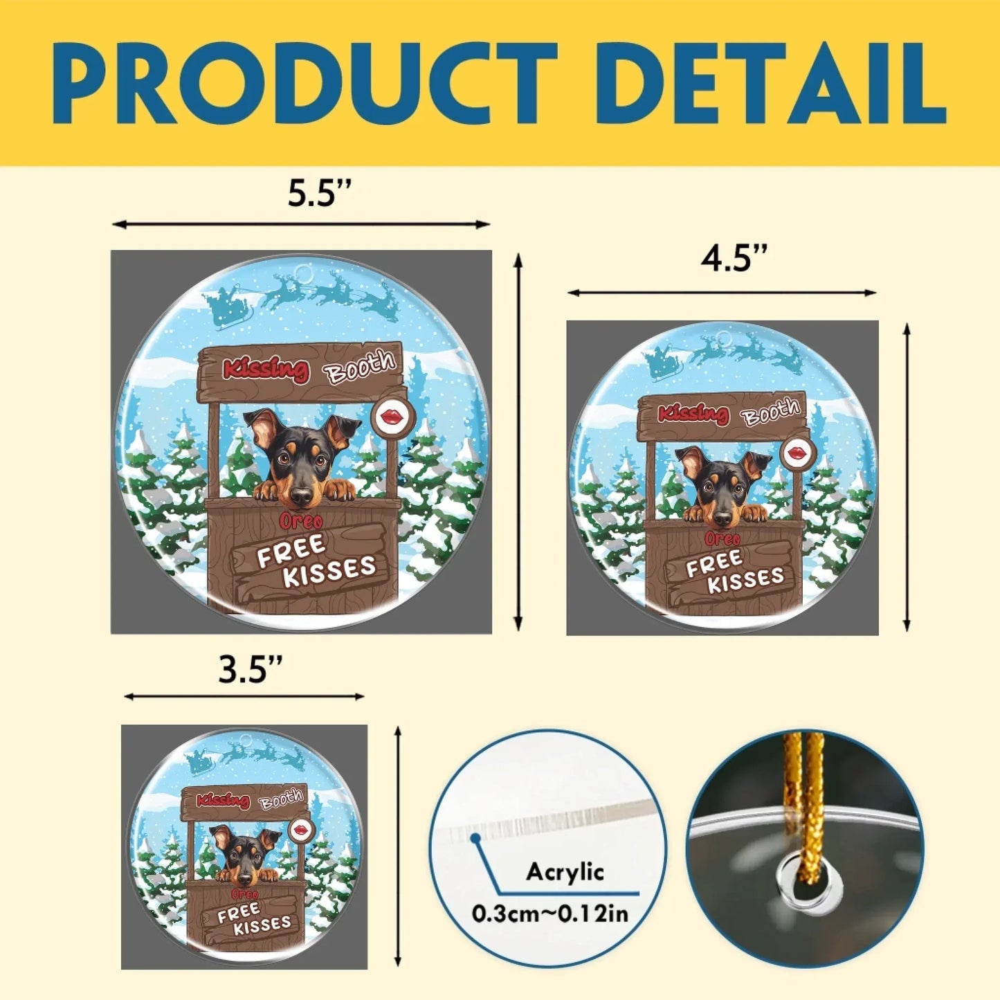 Personalized Ornaments Free Kisses In A Kissing Booth - Personalized Dog Lovers Custom Acrylic Ornament